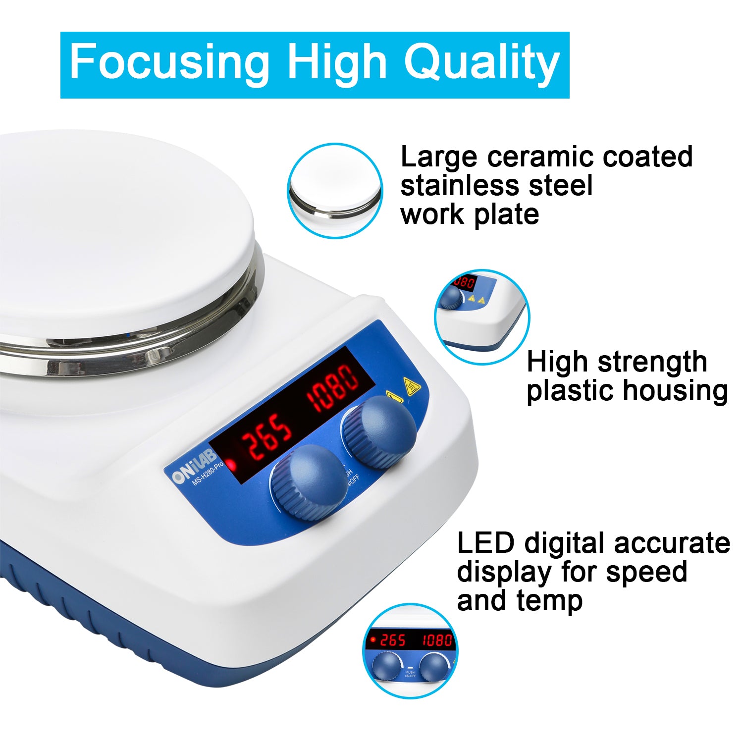 Four E's 5 Inch LED Digital Hotplate Magnetic Stirrer with Ceramic